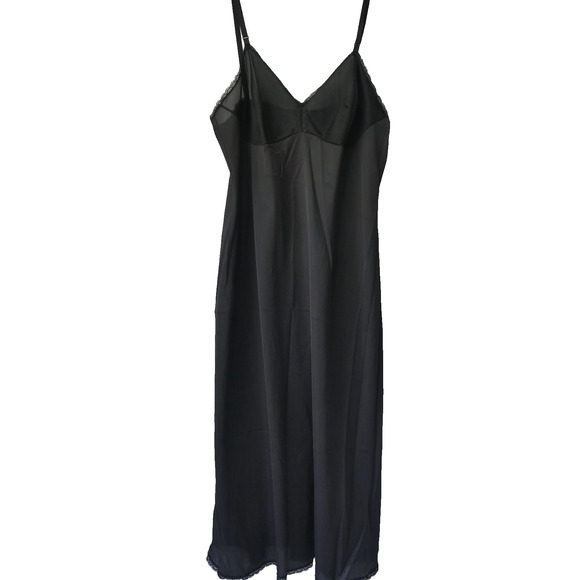 Vtg Vanity Fair Womens Full Slip Size 36 Long Sheer Nylon 70s Fine Lace Trim - Picture 1 of 8